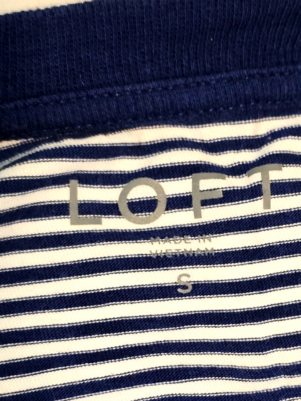 LOFT striped top blue white preppy nautical casual chic everyday - Picture 7 of 8